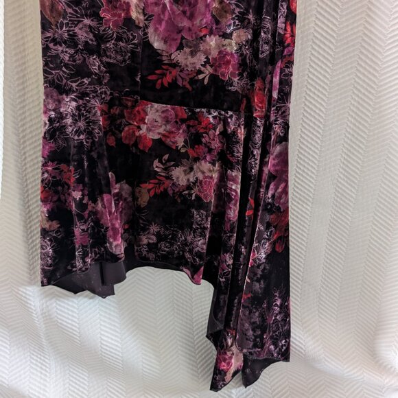 Le Chateau Velvet Floral Halter Midi Dress Asymmetrical Hem XL - Picture 8 of 13